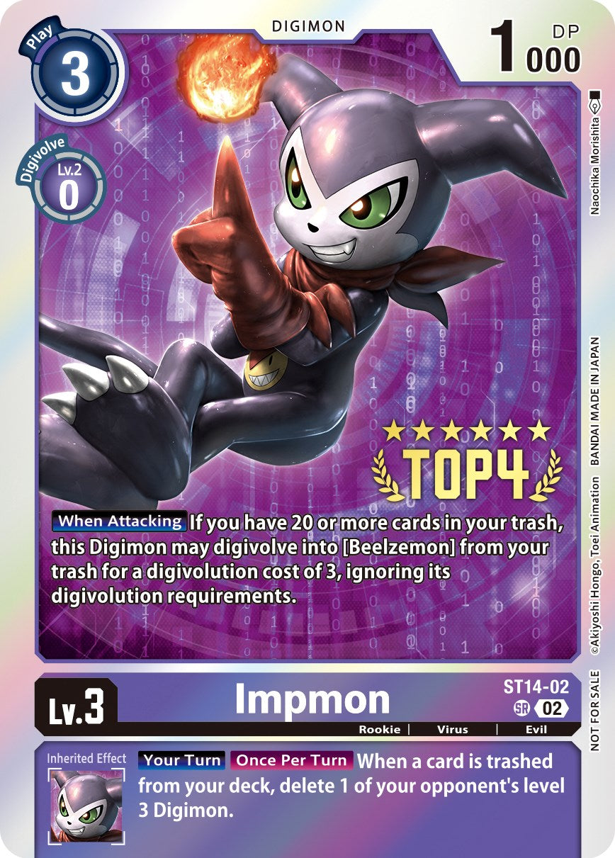 Impmon [ST14-02] (Digimon 3-On-3 November 2023 Top 4) [Starter Deck: Beelzemon Advanced Deck Set] | Card Merchant Takapuna