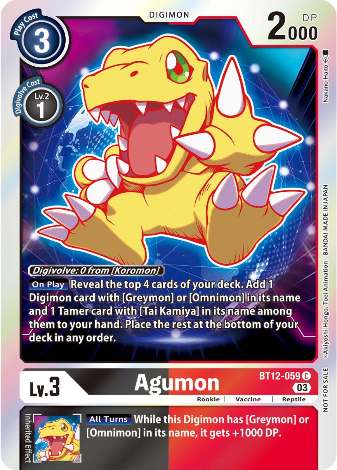 Agumon [BT12-059] (Official Tournament Pack Vol.11) [Across Time] | Card Merchant Takapuna