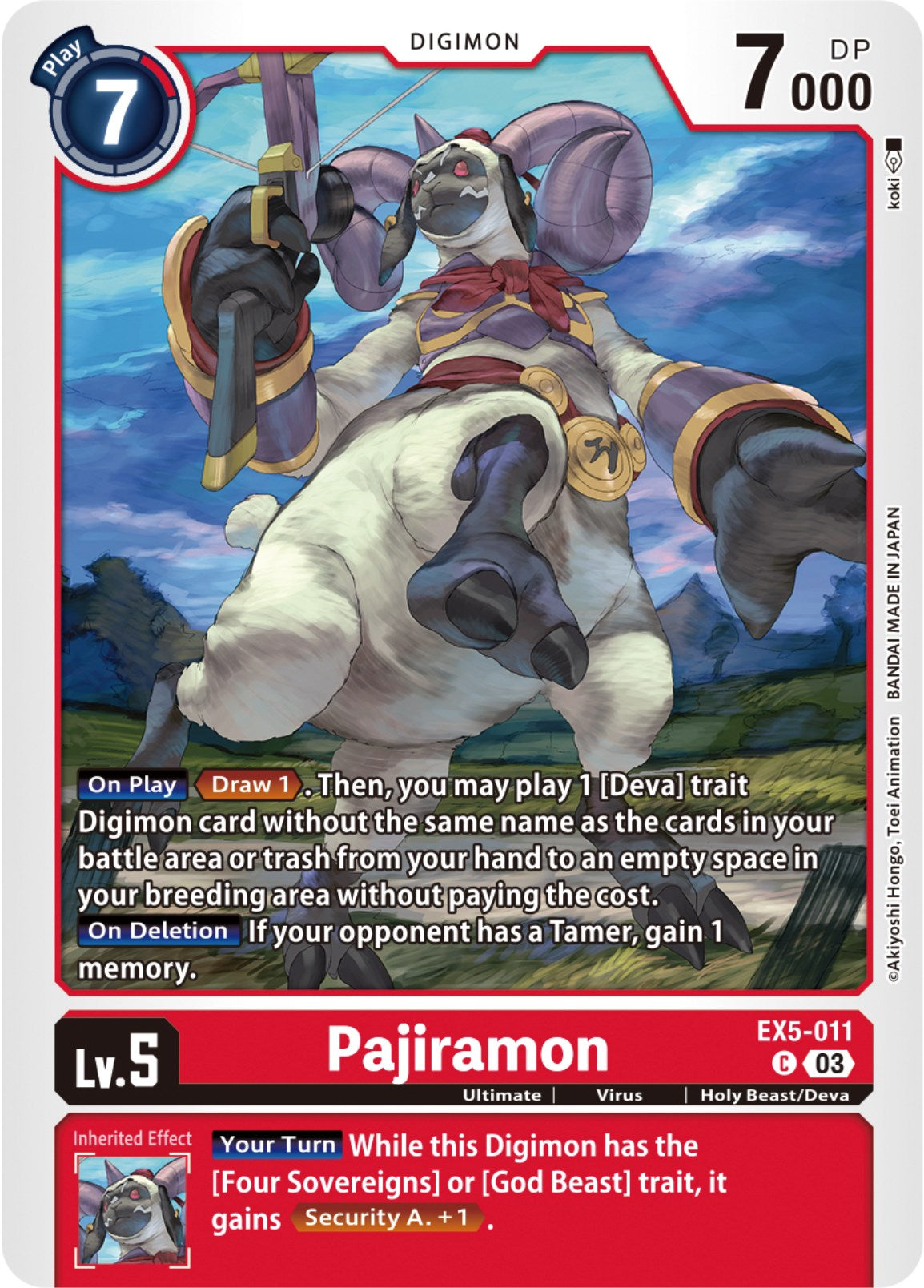 Pajiramon [EX5-011] [Animal Colosseum] | Card Merchant Takapuna