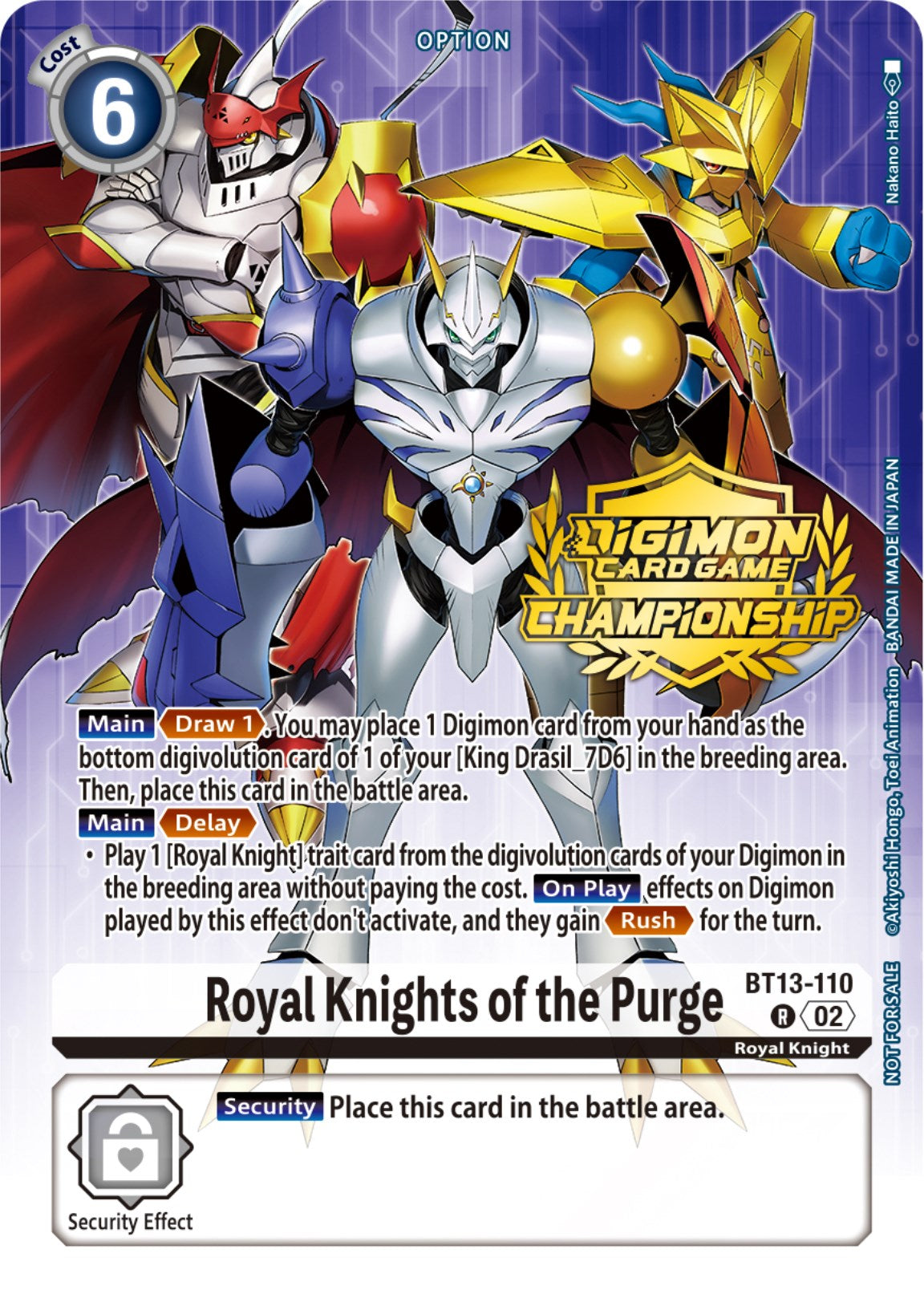 Royal Knights of the Purge [BT13-110] (Championship 2023 Tamers Pack) [Versus Royal Knights Promos] | Card Merchant Takapuna