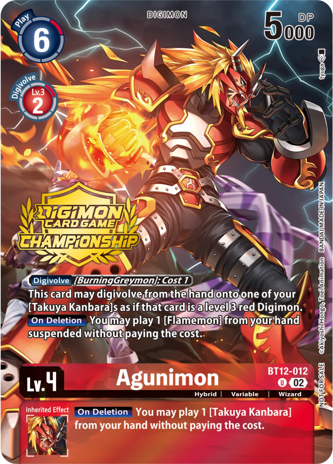 Agunimon [BT12-012] (Championship 2023 Tamers Pack) [Across Time Promos] | Card Merchant Takapuna