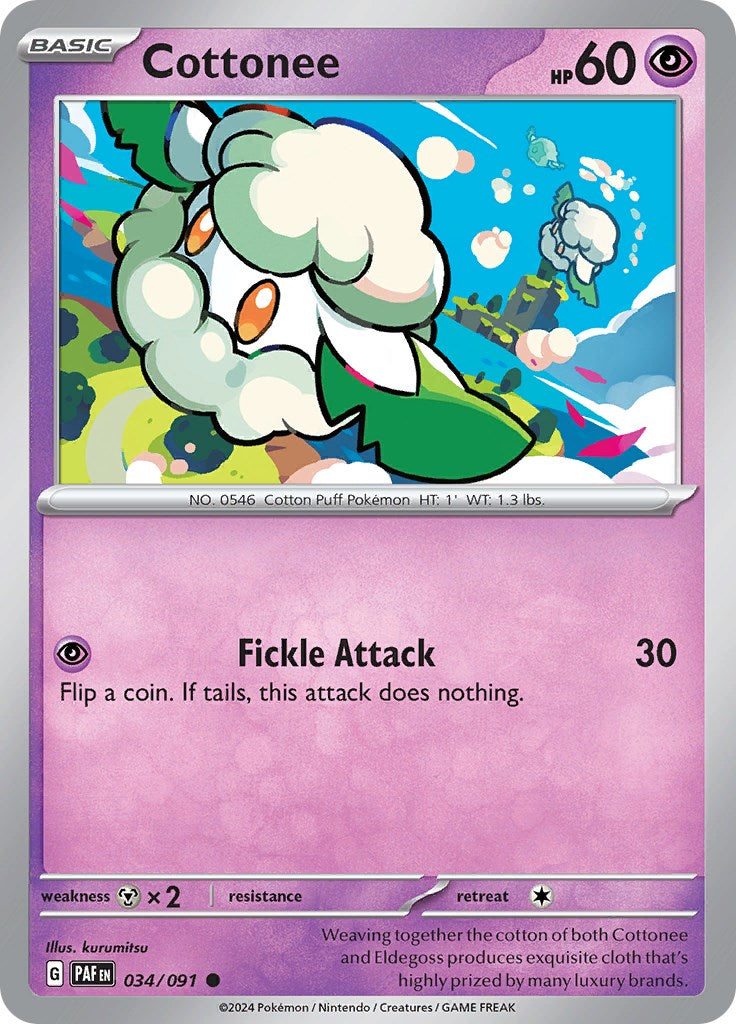 Cottonee (034/091) [Scarlet & Violet: Paldean Fates] | Card Merchant Takapuna