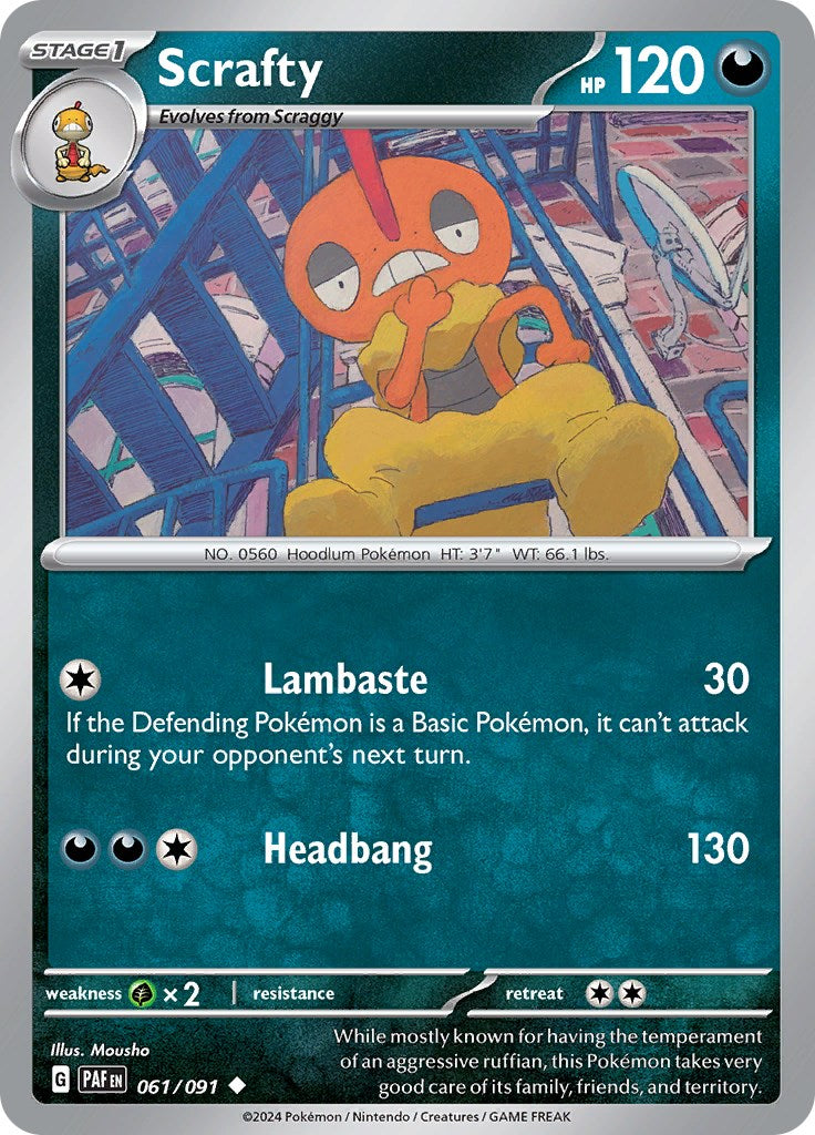 Scrafty (061/091) [Scarlet & Violet: Paldean Fates] | Card Merchant Takapuna