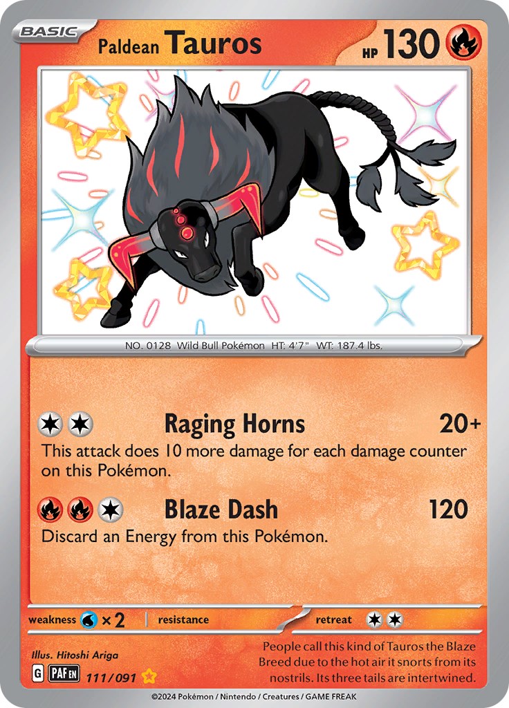 Paldean Tauros (111/091) [Scarlet & Violet: Paldean Fates] | Card Merchant Takapuna