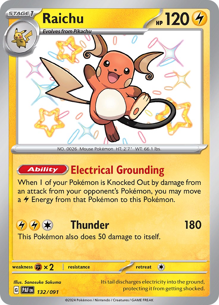 Raichu (132/091) [Scarlet & Violet: Paldean Fates] | Card Merchant Takapuna