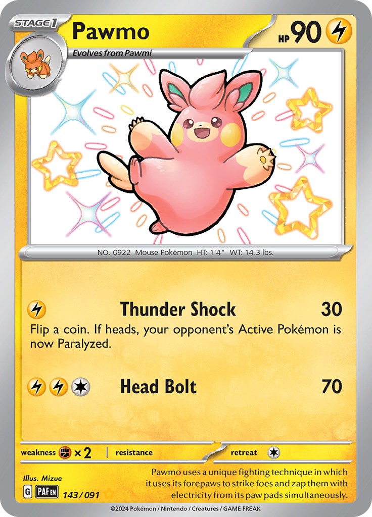 Pawmo (143/091) [Scarlet & Violet: Paldean Fates] | Card Merchant Takapuna