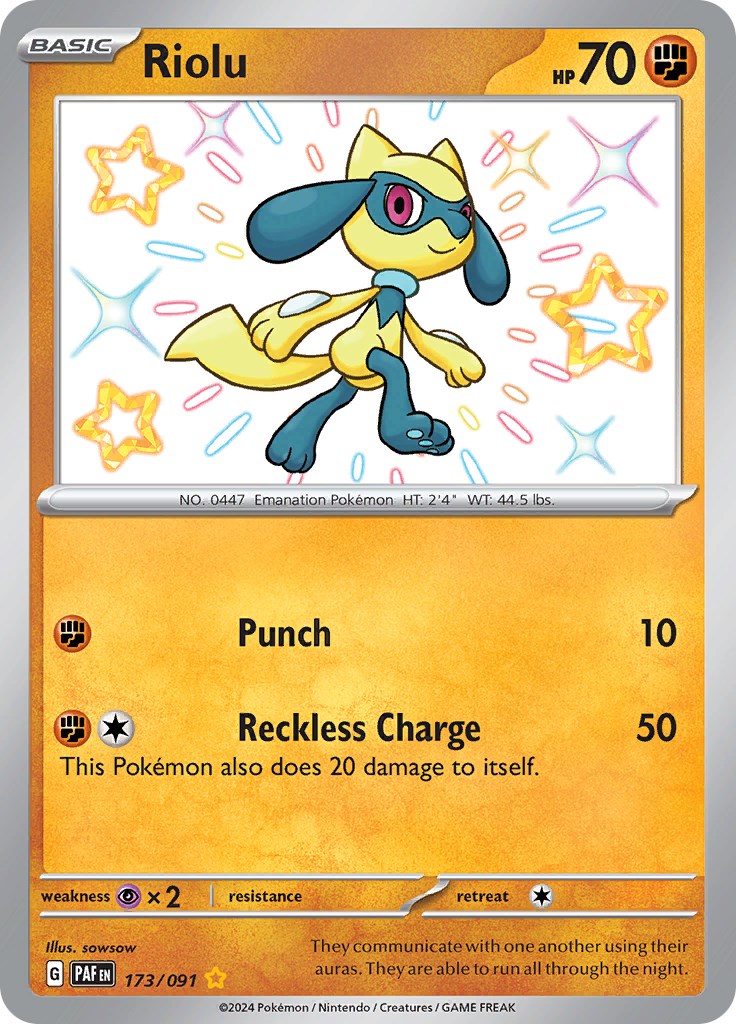 Riolu (173/091) [Scarlet & Violet: Paldean Fates] | Card Merchant Takapuna