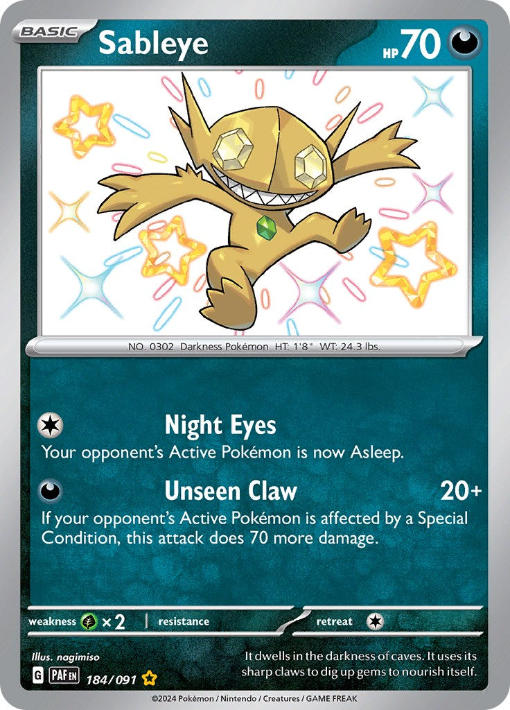 Sableye (184/091) [Scarlet & Violet: Paldean Fates] | Card Merchant Takapuna