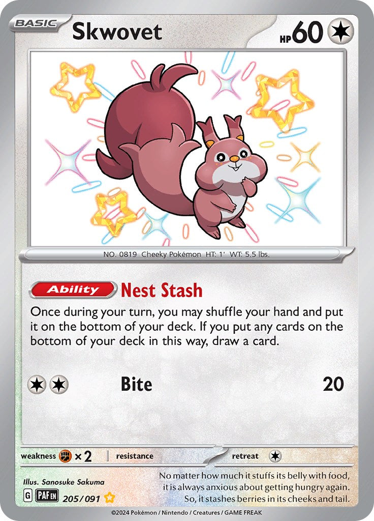 Skwovet (205/091) [Scarlet & Violet: Paldean Fates] | Card Merchant Takapuna