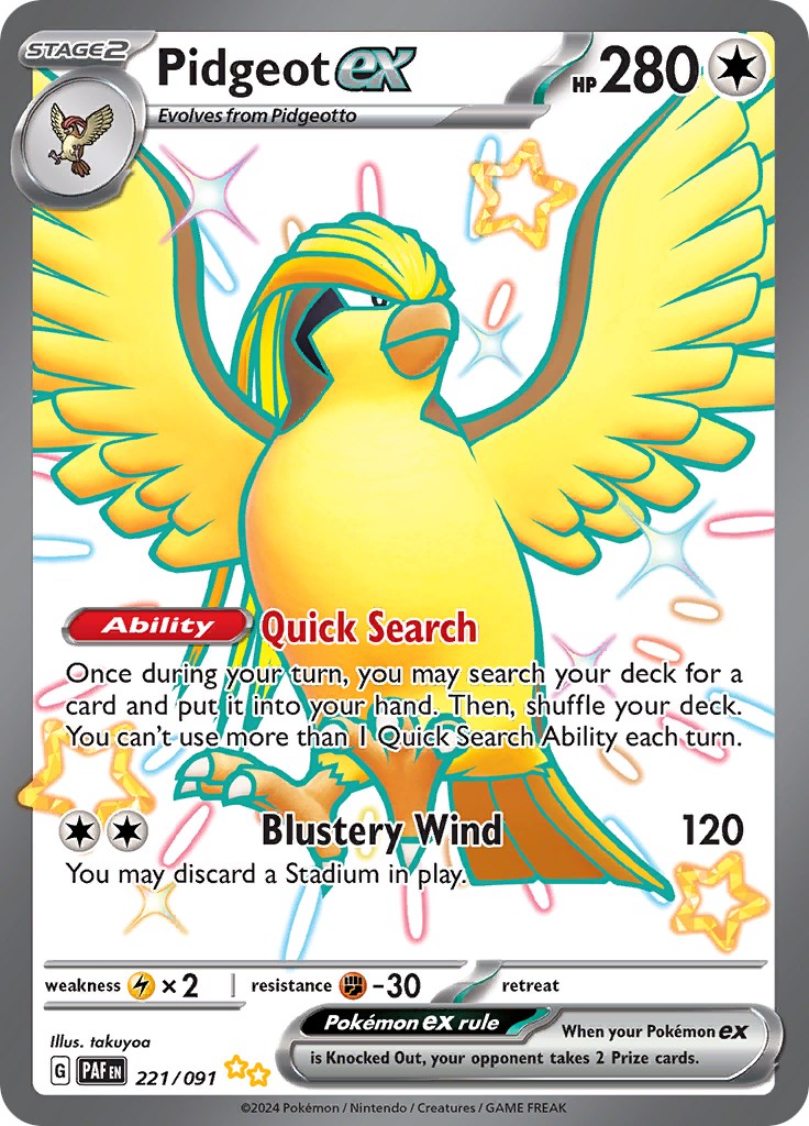 Pidgeot ex (221/091) [Scarlet & Violet: Paldean Fates] | Card Merchant Takapuna