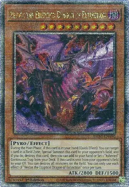 Veidos the Eruption Dragon of Extinction [PHNI-EN090] Quarter Century Secret Rare | Card Merchant Takapuna