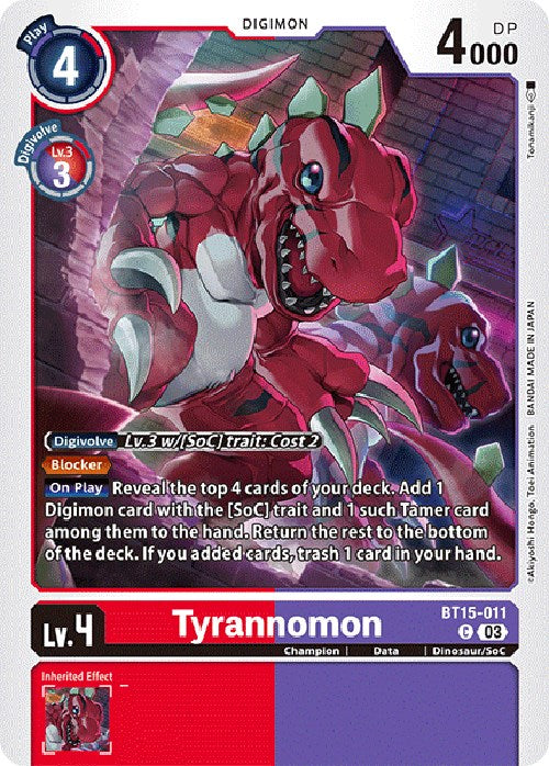 Tyrannomon [BT15-011] [Exceed Apocalypse] | Card Merchant Takapuna