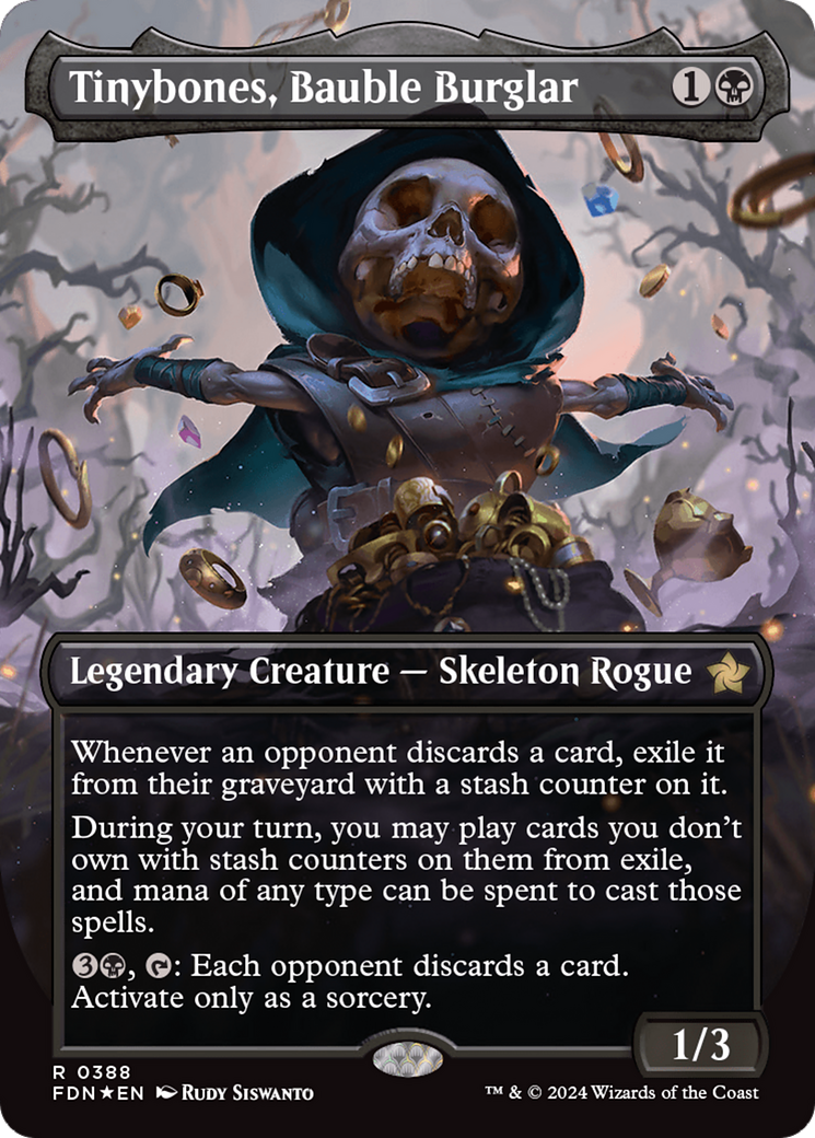 Tinybones, Bauble Burglar (Borderless) (Mana Foil) [Foundations] | Card Merchant Takapuna