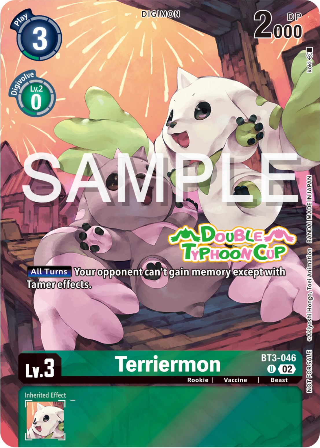 Terriermon [BT3-046] (Double Typhoon Cup) [Release Special Booster Promos] | Card Merchant Takapuna