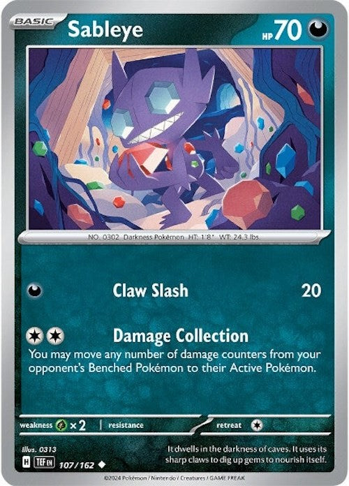 Sableye (107/162) [Scarlet & Violet: Temporal Forces] | Card Merchant Takapuna