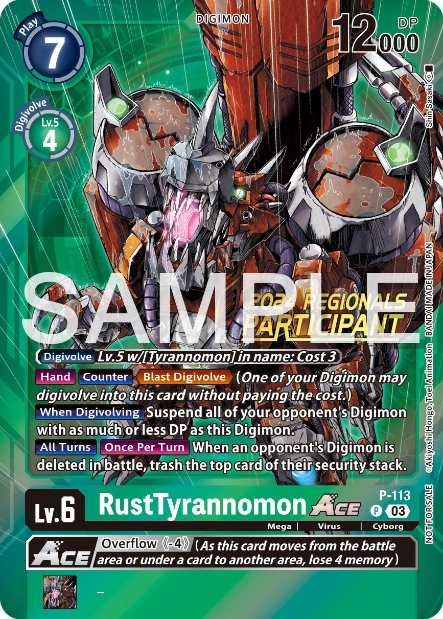 RustTyrannomon Ace [P-113] (2024 Regionals Participant) [Promotional Cards] | Card Merchant Takapuna