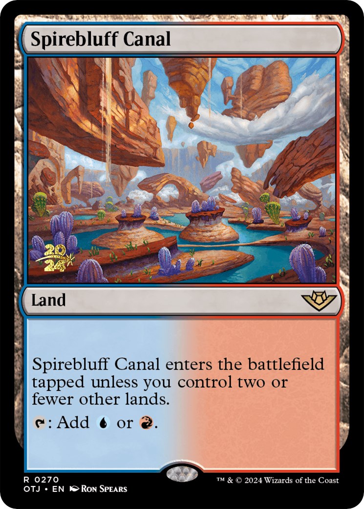 Spirebluff Canal (OTJ) [Outlaws of Thunder Junction Prerelease Promos] | Card Merchant Takapuna