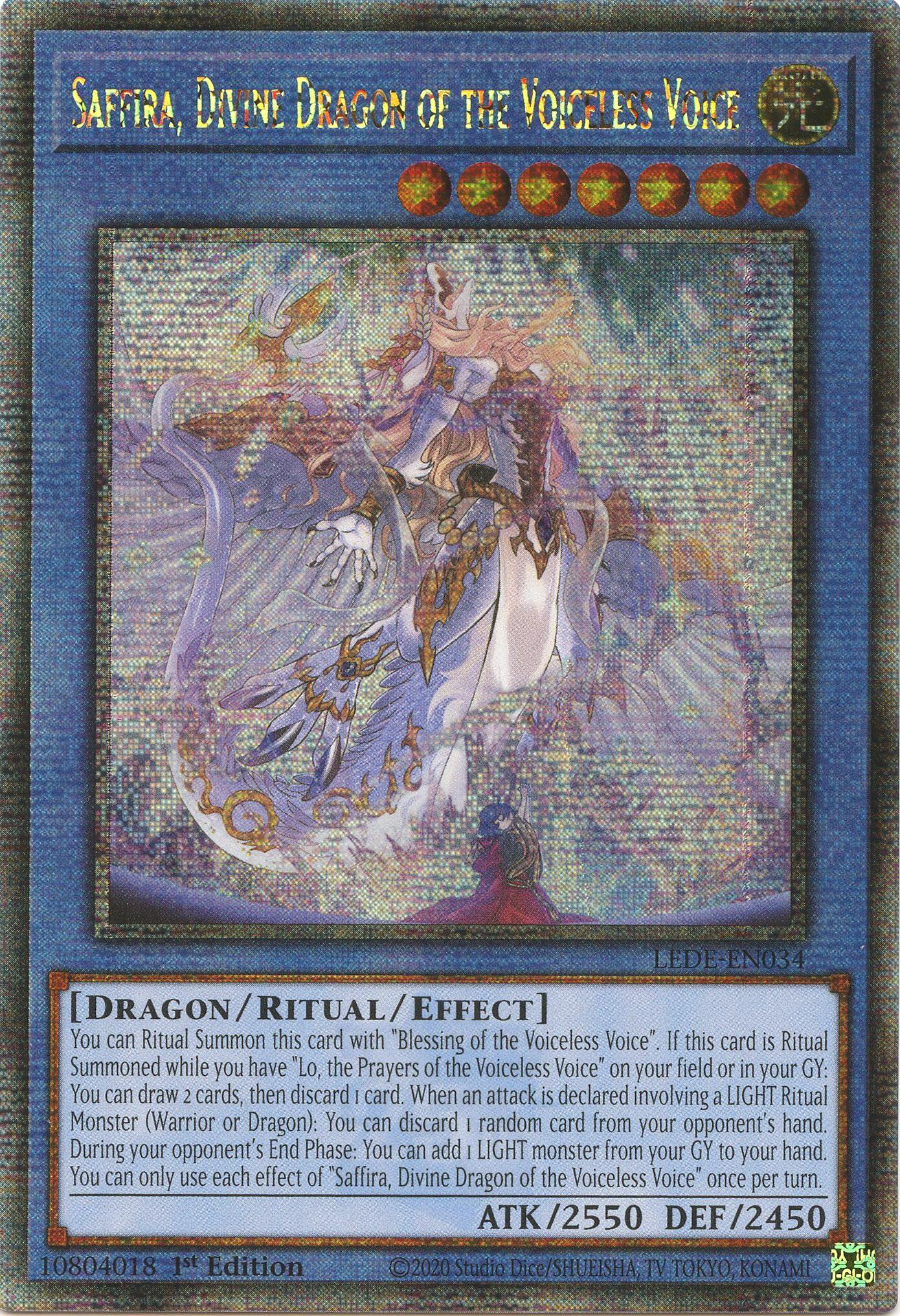 Saffira, Divine Dragon of the Voiceless Voice (Quarter Century Secret Rare) [LEDE-EN034] Quarter Century Secret Rare | Card Merchant Takapuna