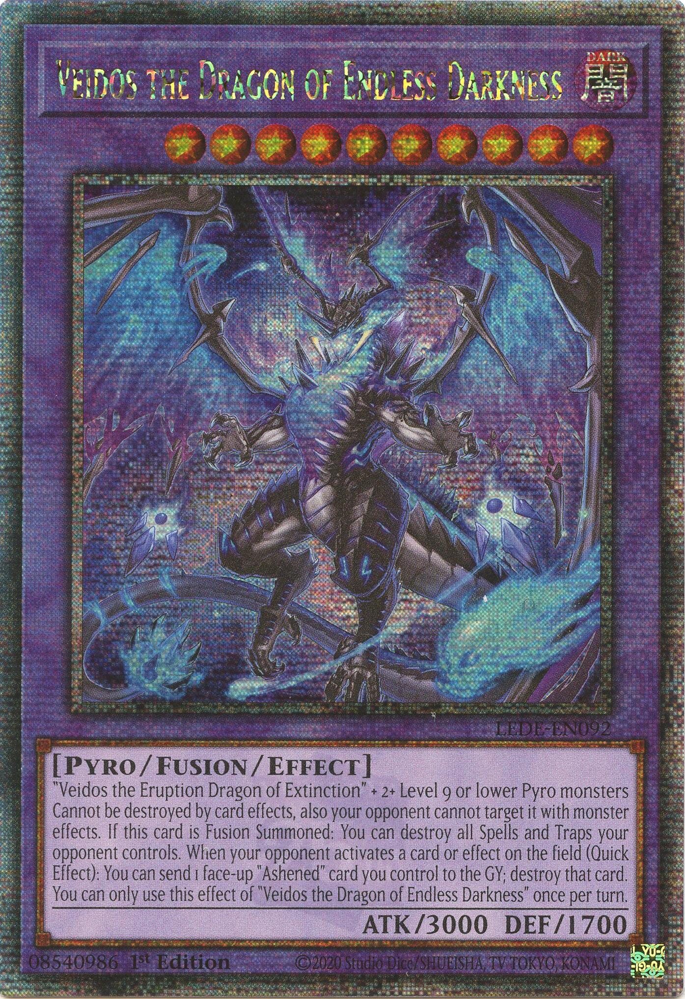 Veidos the Dragon of Endless Darkness (Quarter Century Secret Rare) [LEDE-EN092] Quarter Century Secret Rare | Card Merchant Takapuna