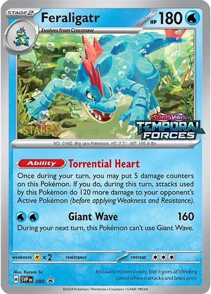 Feraligatr (089) (Staff Prerelease Promo) [Scarlet & Violet: Black Star Promos] | Card Merchant Takapuna