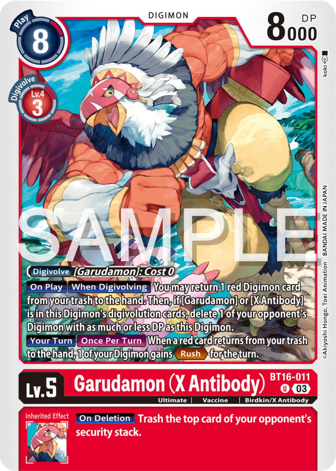 Garudamon (X Antibody) [BT16-011] [Beginning Observer] | Card Merchant Takapuna