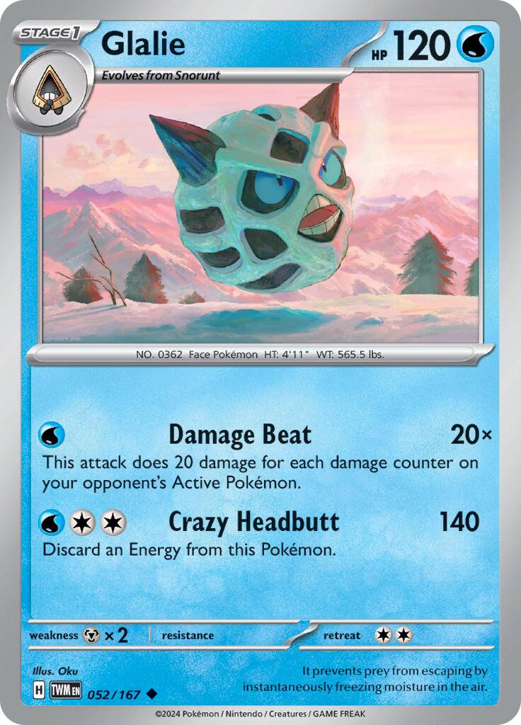 Glalie (052/167) [Scarlet & Violet: Twilight Masquerade] | Card Merchant Takapuna