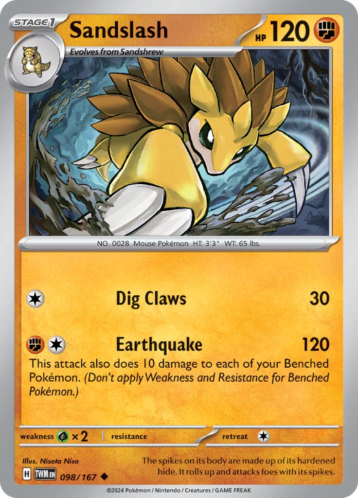 Sandslash (098/167) [Scarlet & Violet: Twilight Masquerade] | Card Merchant Takapuna