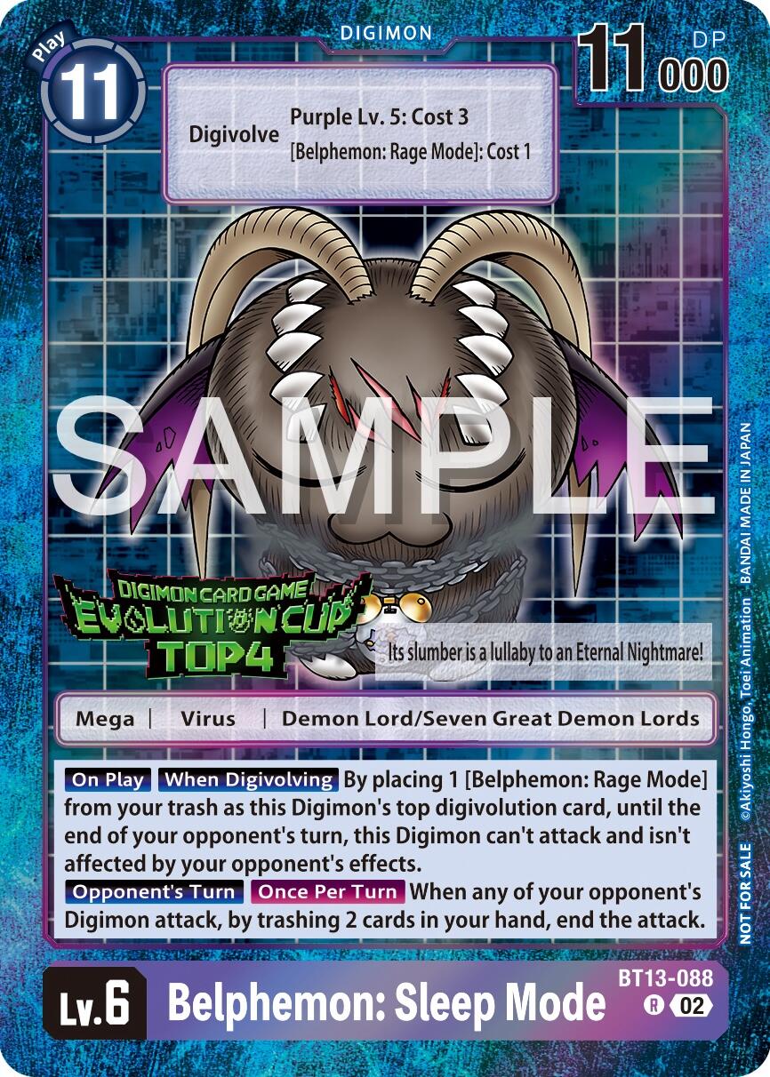 Belphemon: Sleep Mode [BT13-088] (2024 Evolution Cup Top 4) [Versus Royal Knights Booster Promos] | Card Merchant Takapuna