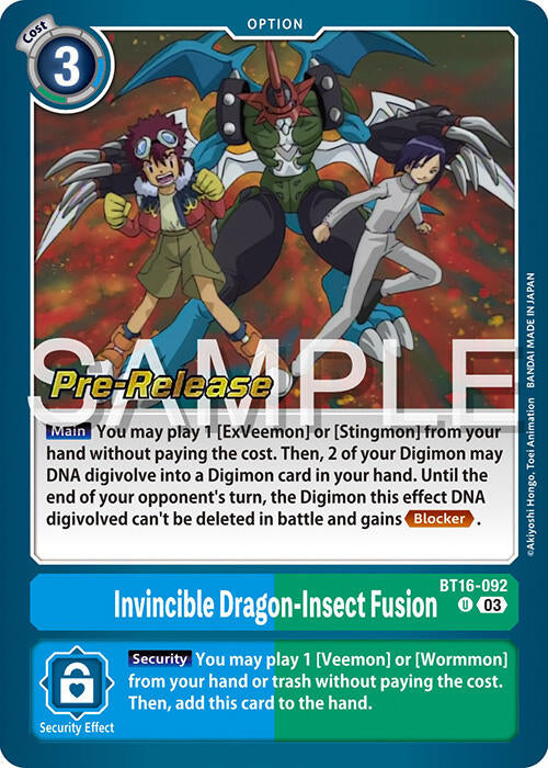 Invincible Dragon-Insect Fusion [BT16-092] [Beginning Observer Pre-Release Promos] | Card Merchant Takapuna