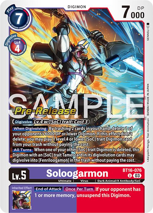 Soloogarmon [BT16-076] [Beginning Observer Pre-Release Promos] | Card Merchant Takapuna