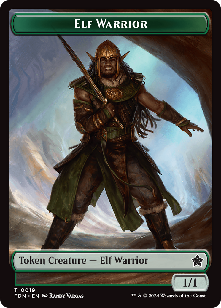 Emblem - Vivien Reid // Elf Warrior Double-Sided Token [Foundations Tokens] | Card Merchant Takapuna