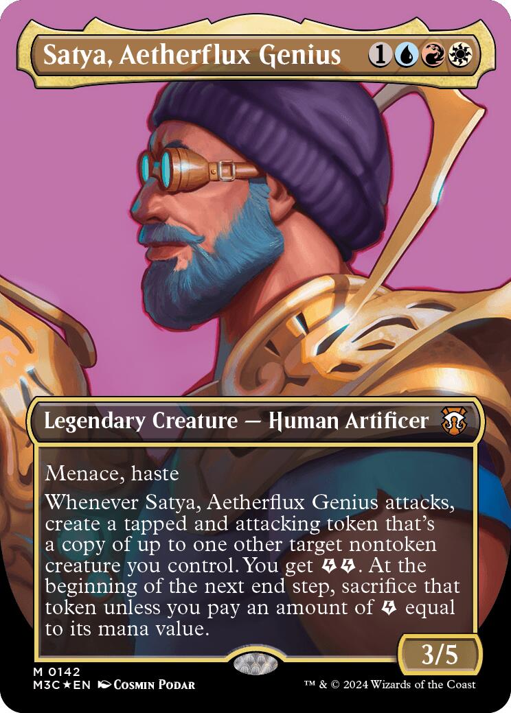 Satya, Aetherflux Genius (Borderless) (Ripple Foil) [Modern Horizons 3 Commander] | Card Merchant Takapuna