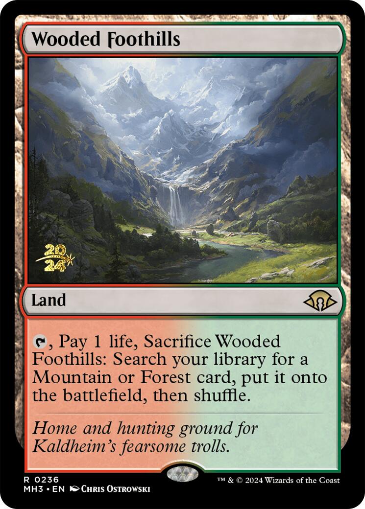 Wooded Foothills [Modern Horizons 3 Prerelease Promos] | Card Merchant Takapuna