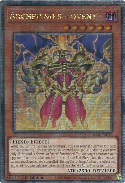 Archfiend's Advent (Quarter Century Secret Rare) [BLTR-EN046] Quarter Century Secret Rare | Card Merchant Takapuna