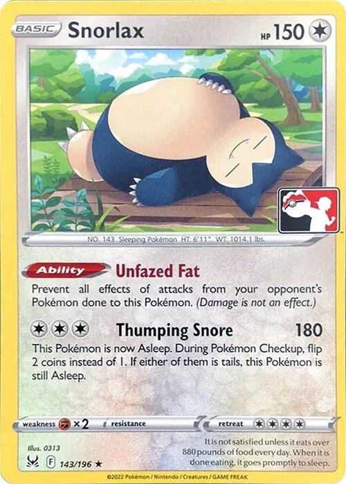 Snorlax (143/196) [Prize Pack Series Three] | Card Merchant Takapuna