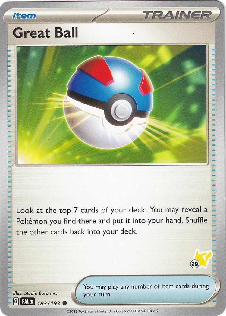 Great Ball (183/193) (Pikachu Stamp #29) [Battle Academy 2024] | Card Merchant Takapuna