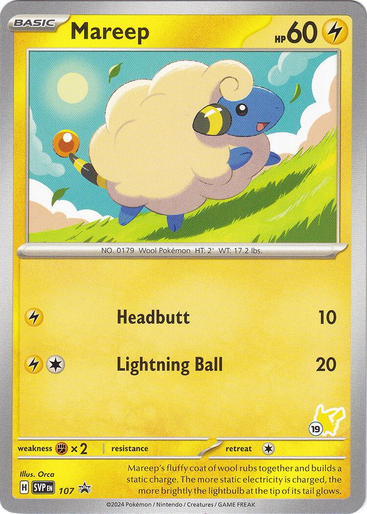 Mareep (107) (Pikachu Stamp #19) [Battle Academy 2024] | Card Merchant Takapuna