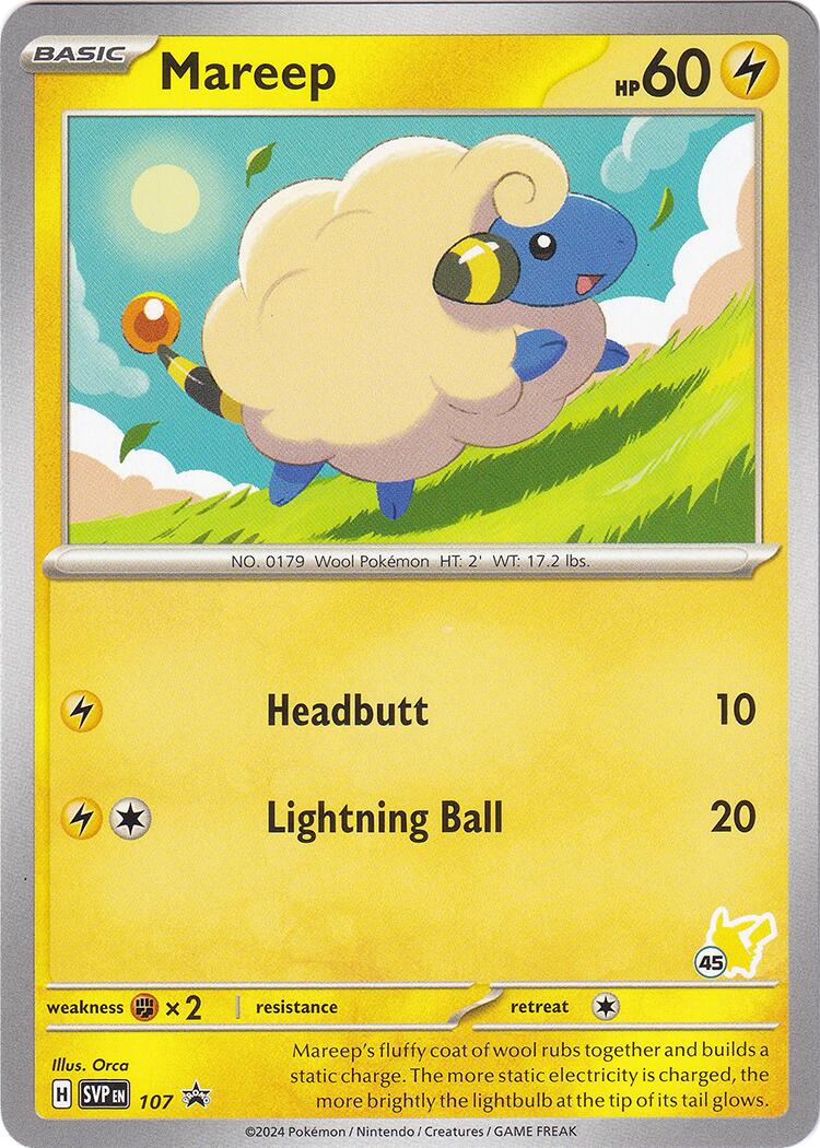 Mareep (107) (Pikachu Stamp #45) [Battle Academy 2024] | Card Merchant Takapuna