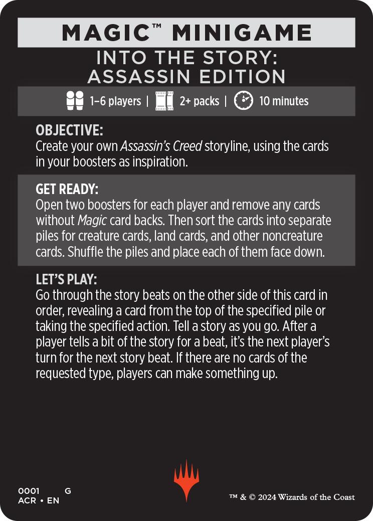 Into The Story: Assassin Edition (Magic Minigame) [Assassin's Creed Minigame] | Card Merchant Takapuna