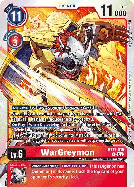 WarGreymon [BT17-015] [Secret Crisis] | Card Merchant Takapuna