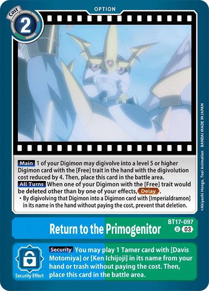 Return to the Primogenitor [BT17-097] [Secret Crisis] | Card Merchant Takapuna