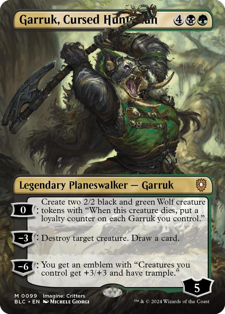 Garruk, Cursed Huntsman (Borderless) [Bloomburrow Commander] | Card Merchant Takapuna