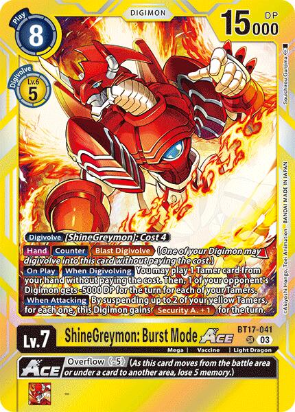 ShineGreymon: Burst Mode ACE [BT17-041] [Secret Crisis] | Card Merchant Takapuna