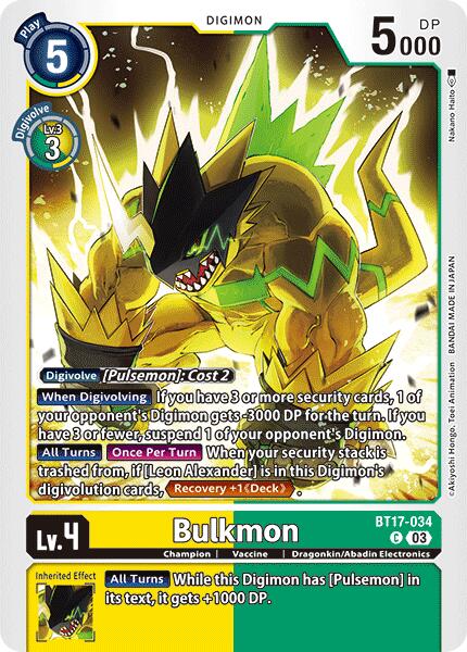 Bulkmon [BT17-034] [Secret Crisis] | Card Merchant Takapuna