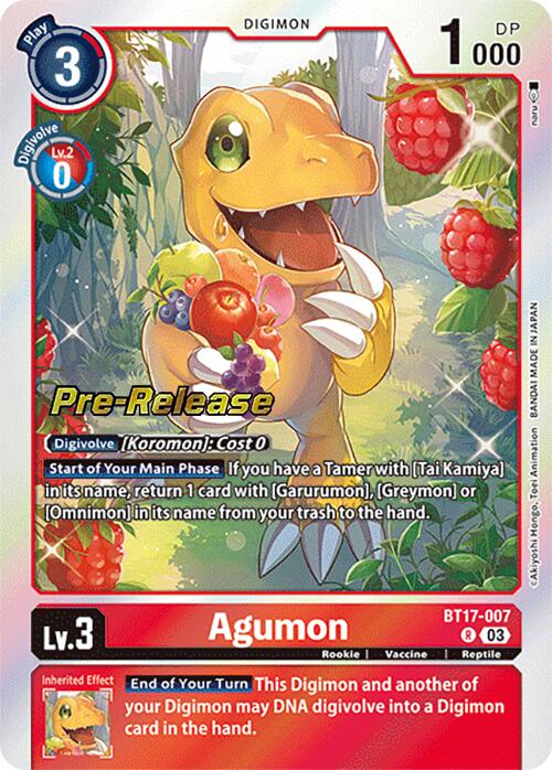 Agumon [BT17-007] [Secret Crisis Pre-Release Cards] | Card Merchant Takapuna