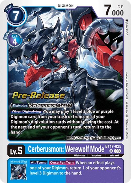 Cerberusmon: Werewolf Mode [BT17-025] [Secret Crisis Pre-Release Cards] | Card Merchant Takapuna