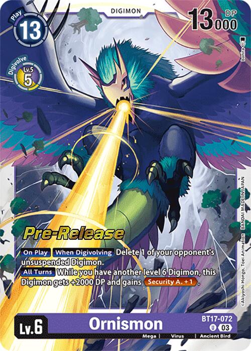 Ornismon [BT17-072] [Secret Crisis Pre-Release Cards] | Card Merchant Takapuna