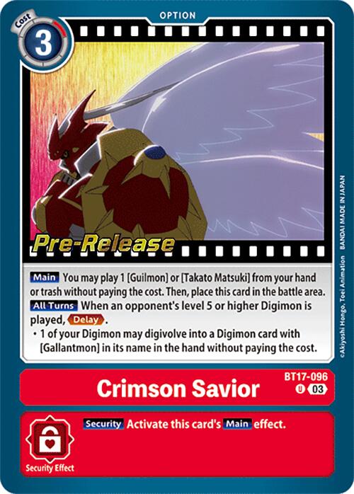 Crimson Savior [BT17-096] [Secret Crisis Pre-Release Cards] | Card Merchant Takapuna