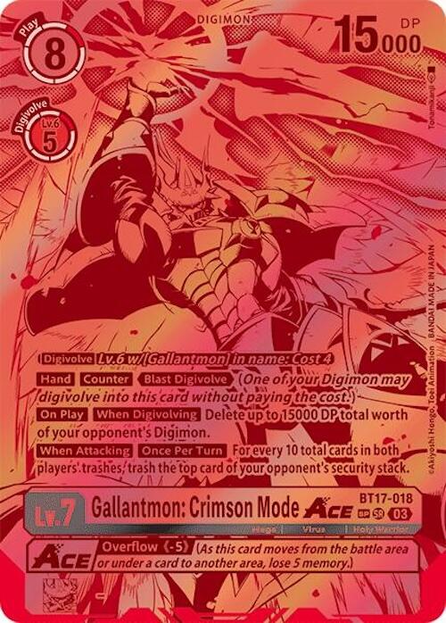 Gallantmon: Crimson Mode ACE [BT17-018] (Textured) [Secret Crisis] | Card Merchant Takapuna