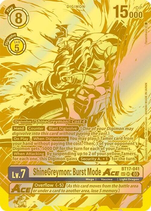 ShineGreymon: Burst Mode ACE [BT17-041] (Textured) [Secret Crisis] | Card Merchant Takapuna